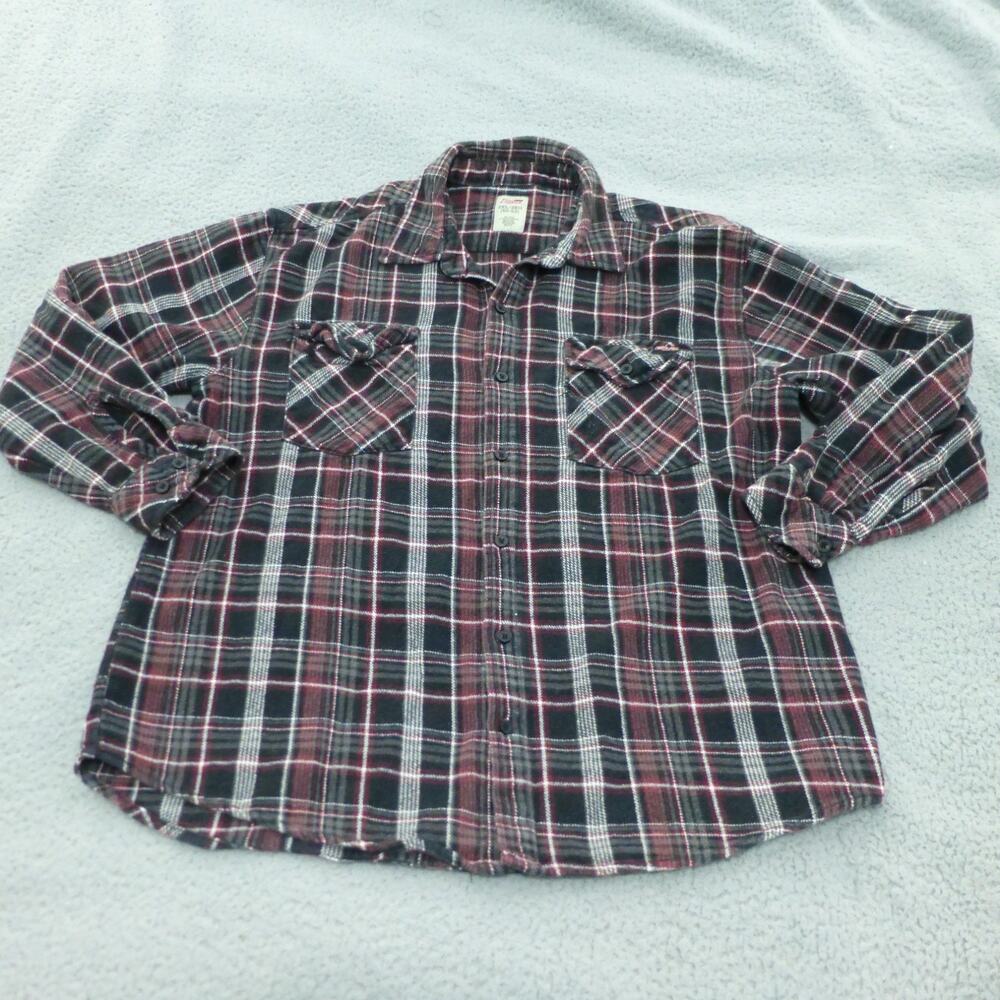 Dickies Shirt Mens 2XL Flannel Button Up Plaid Heavy Shacket Jacket Black Purple